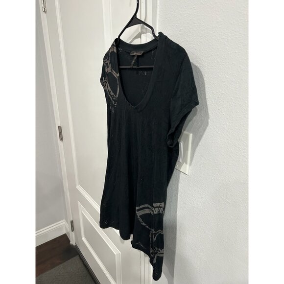 BCBGMaxAzria Burnout Graphic Short Sleeve T-Shirt Black Sz Large Scoop Neck Tee - Picture 3 of 9